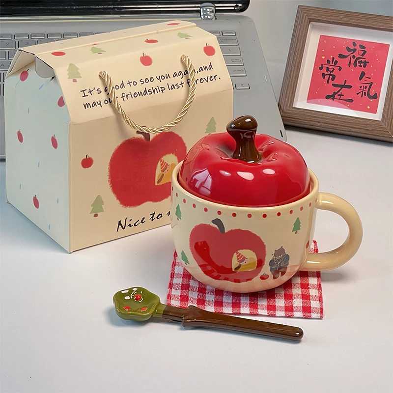 Mug ceramic underglaze color cartoon cute printing retro with lid large capacity gift box birthday gift desktop ornament Chinese M251206 - view 5