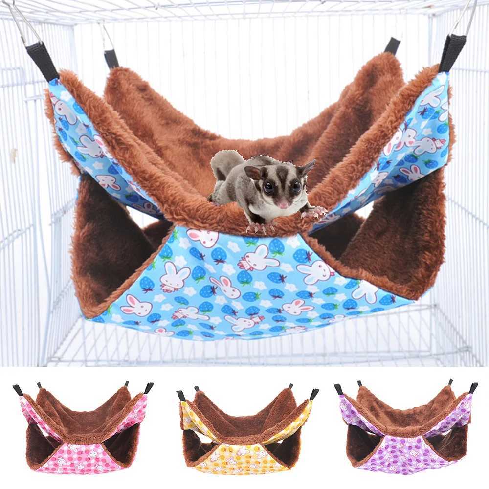 Comfortable Hammock For Rats Double Thick Plush Warm Bed For Hamster House Nest Sleeping Bag Hanging Tree Beds Pet Hamster Nest M251206