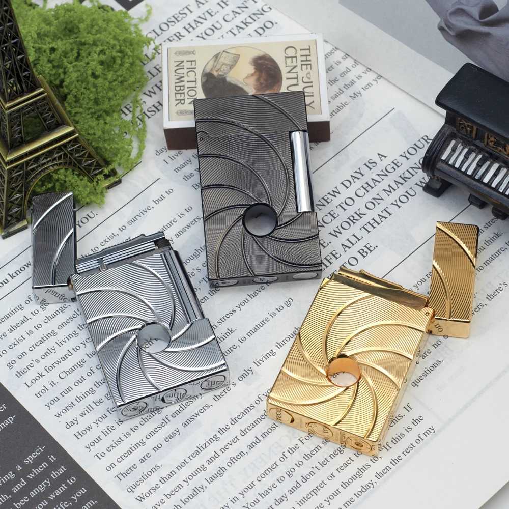 007 Lighter Rotating Black Hole Bright Sound Soft Flame Butane Gas Refillable ic Smoking Accessory For Fathers Gift H251206