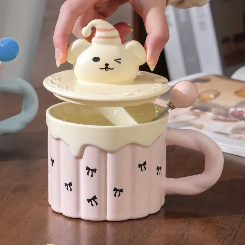 400ML European Ceramic Cake Coffee Mug with Lid and Spoon Cute Dog Design Delicate Afternoon Tea Latte Cup Home Breakfast Mug M251206 - view 5