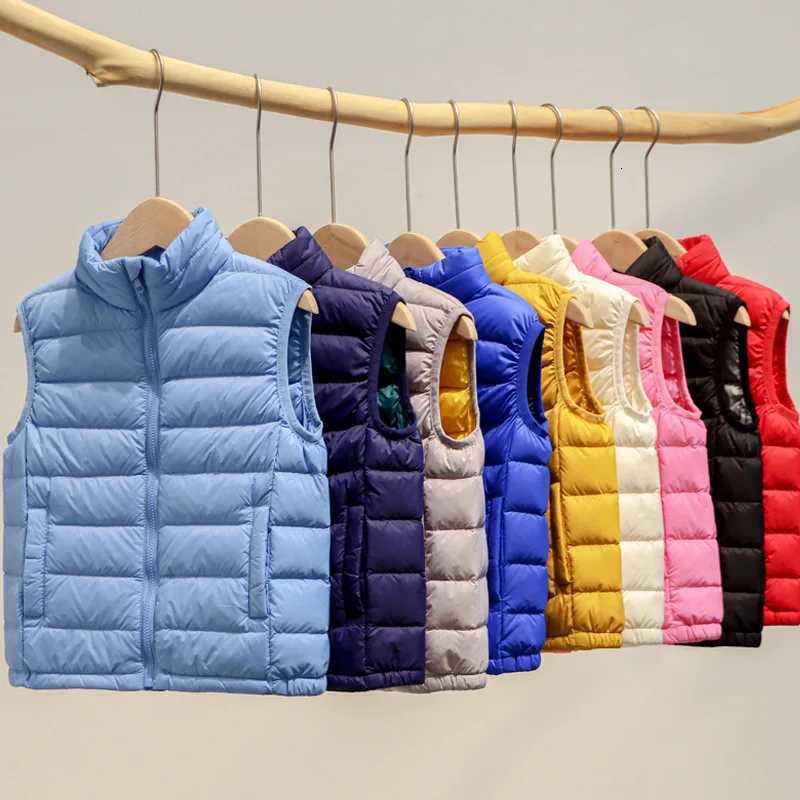 2-14 Years Children Ultra Light 90 White Duck Down Vests 2023 Fall Winter Baby Girls Thin Warm Waistcoats for Boys KidsW251206