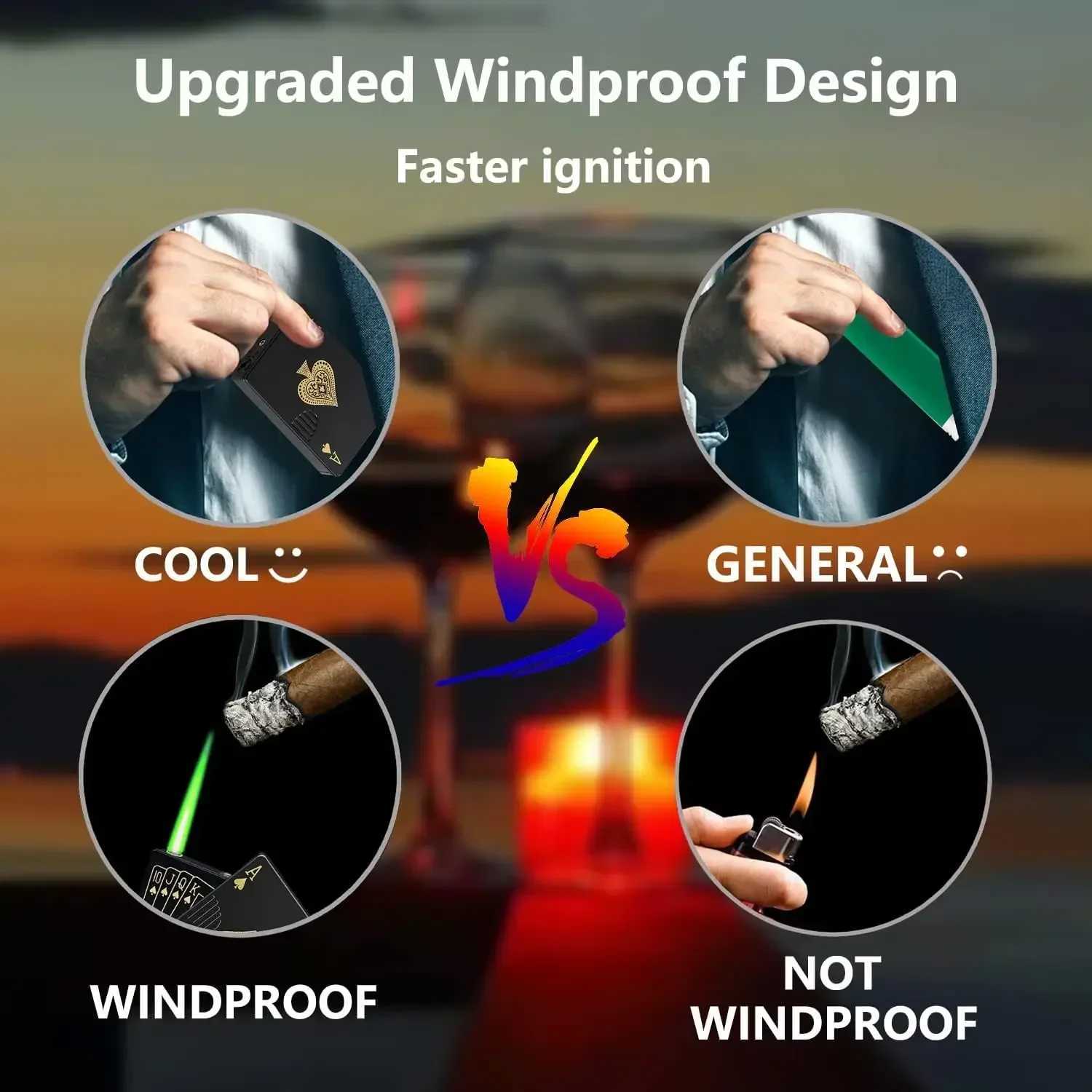 Windproof Butane Lighter Creative Playing Cards Design Ace of Spades Straight Metal Fun Gift for Men Smoking Accessories H251206