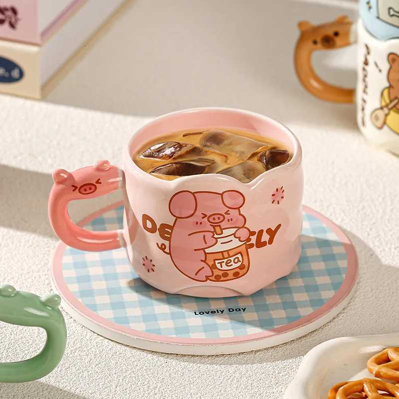 Kawaii Ceramic Cup Cartoon Animal Breakfast Oatmeal Milk Water Cup Cute Funny Household Handle Ceramic Mug Gift Drinkware New M251206 - view 5
