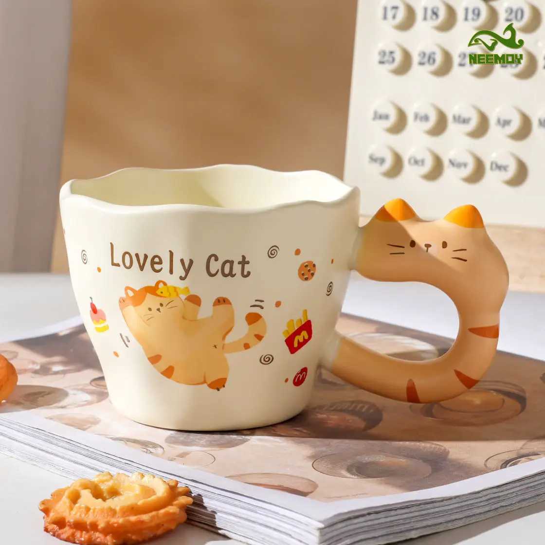 Cute and Creative Cat Drinking Water Mug Birthday Gift Mug Ceramic Cup Breakfast Home Office Girl Birthday Gift Drinkware M251206 - view 3