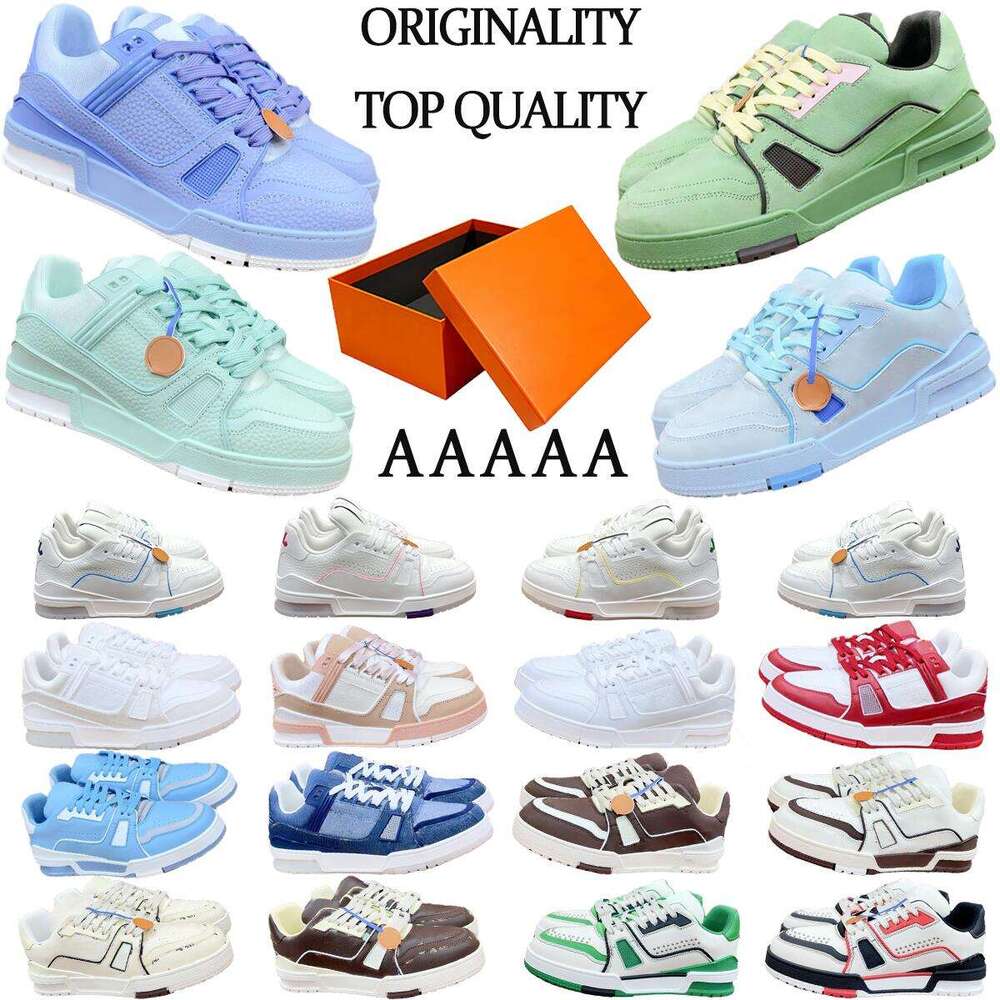 AAAAA Top-quality Classic Luxury Skate Trainer Shoes Designer Sneakers Men Women Shoes Calfskin Platform Skates Trainers Laces Shoe Various Styles Size 35-45