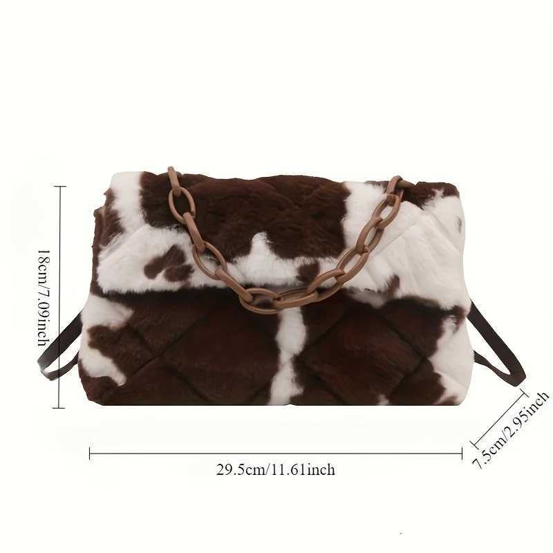 Korean-style ladies handbag autumn and winter plush crossbody bag fashionable leopard print handbag birthday giftT251206