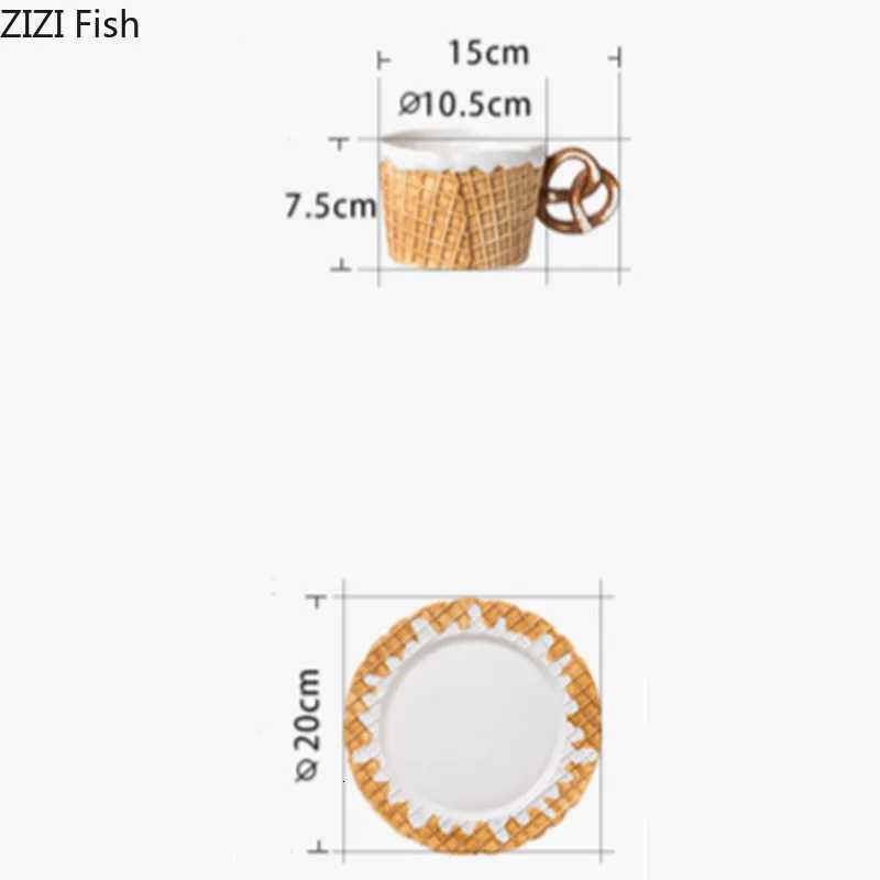 Creative Cookie Water Cup Cute Ceramic Mug Office Afternoon Tea Coffee Cup Home Breakfast Milk Cup Dessert Plate Drink Set M251206 - view 6