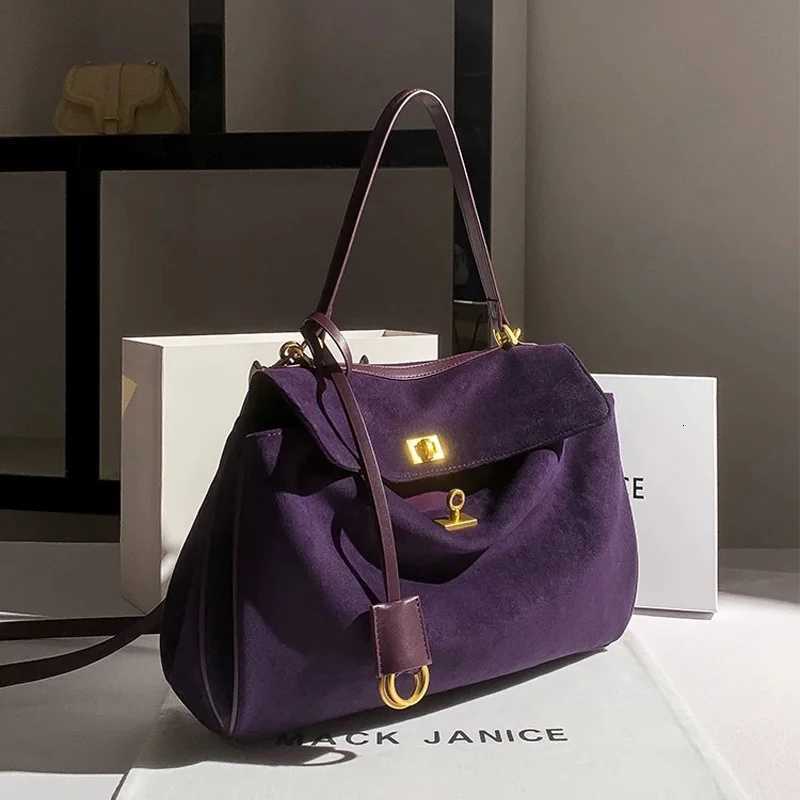 Light Luxury Brand Designer Tote Bags Fashion High-end Shoulder Bags New Purple Suede Crossbody Bags Large-capacity Womens BagsXJ251206