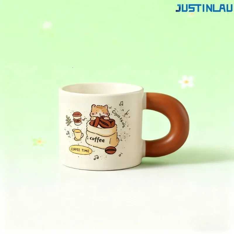 Coffee Cat Ceramic Big Ear Drinking Cup with Fat Handle Household Mug ceramic mug coffe cup tea cup set cup with straw coffee M251206 - view 4