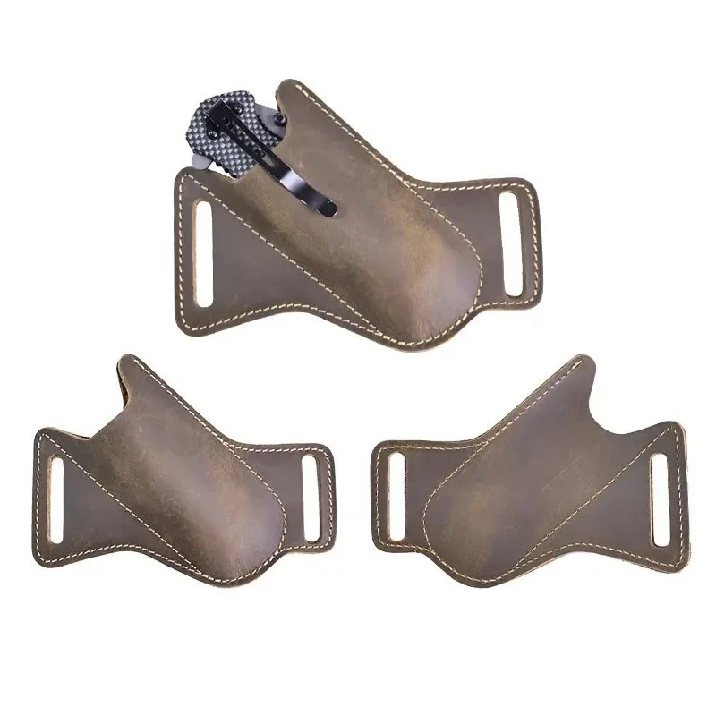 Folding Flick Knife Sheath for Outdoor Camping Vintage Waist Belt Case Holder PU Leather Pocket Knife Protect Cover Outdoor Tool 251202