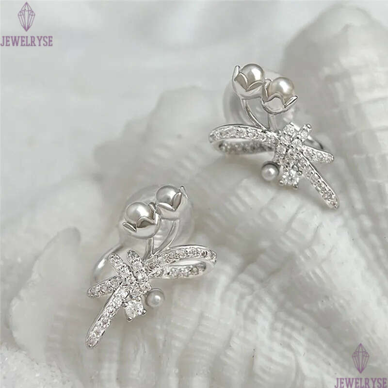 new elegant flower pearl stud designer earring for woman travel AAA cubic zirconia earrings ear clip jewelry S925 silver needle womens valentines day 
