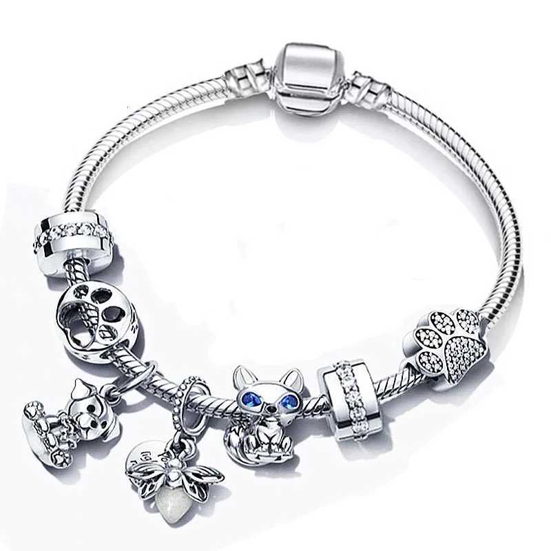 New Arrival Silver Plated Charm Bracelet For Women With Crystal Beads Pandents DIY Fashion Brand Cute Animal Pet Jewelry Gift W251206