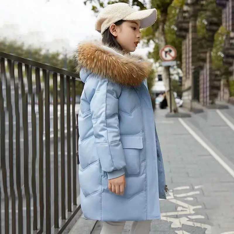 6 8 10 12 13 14 Years Winter Girls Jacket Thicken Keep Warm Fashion Fur Collar Kids Jacket Hooded Zipper Outerwear Kids ClothesW251206