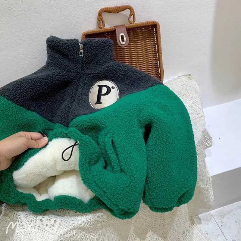 New Plush Boys Jacket Winter Hairy Thicken Plus Velvet Children Coat Zipper Fashion Keep Warm Outerwear 2-10 Years Kids ClothesW251206