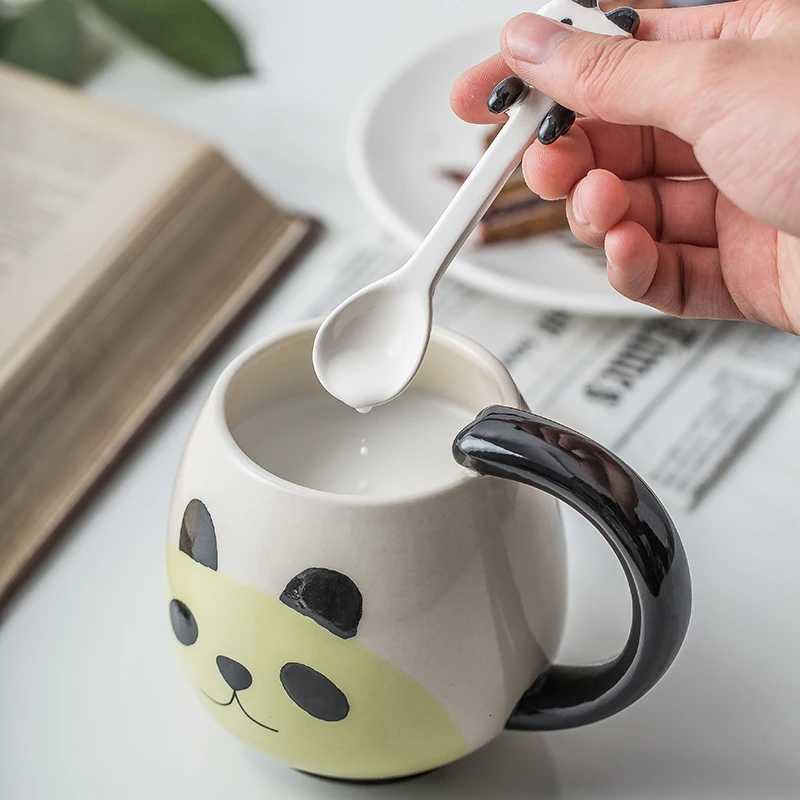 1pc Hand-painted Coffee Cup Lovely Panda/frog/cat/pig Ceramic Mug Teacup Include Teaspoon M251206 - view 4