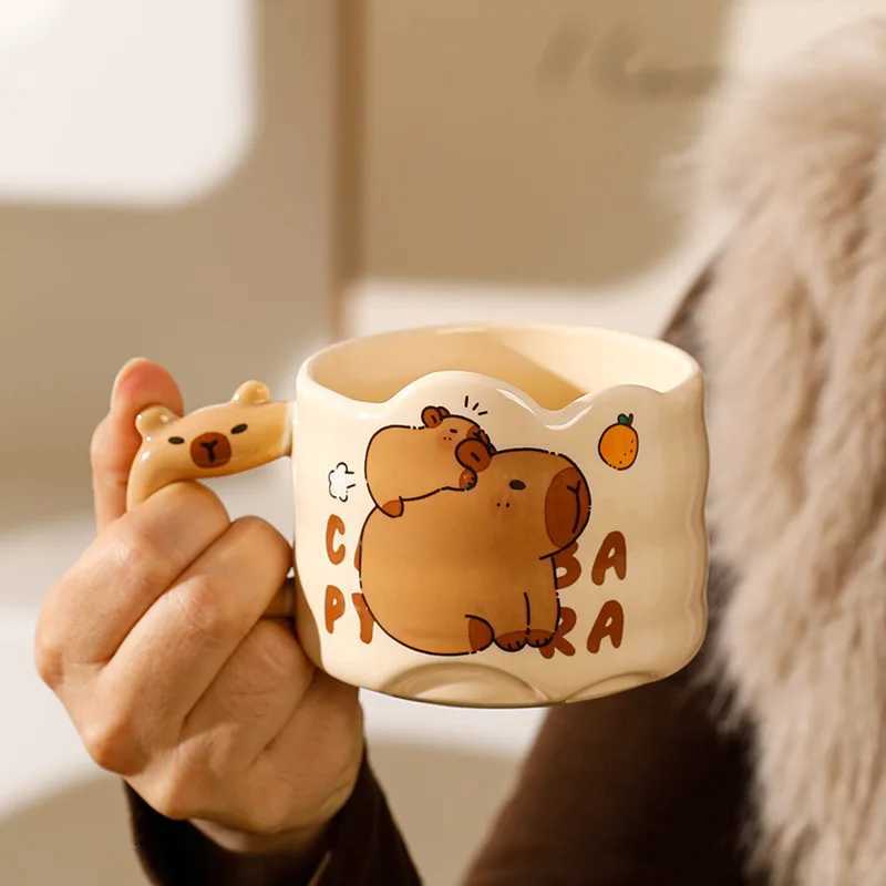 Kawaii Ceramic Cup Cartoon Animal Breakfast Oatmeal Milk Water Cup Cute Funny Household Handle Ceramic Mug Gift Drinkware New M251206 - view 6