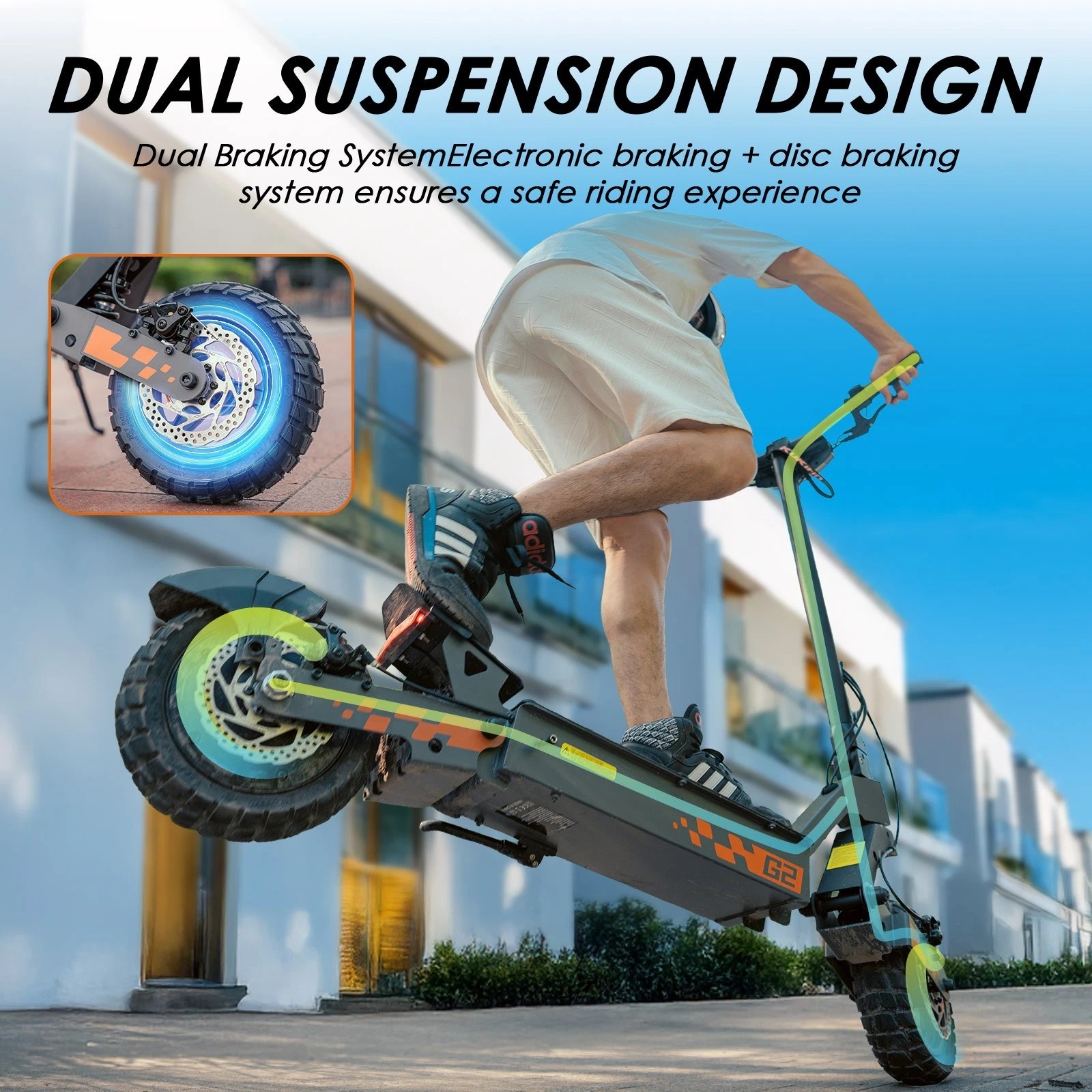 Kukirin G2 800W Adult Folding Electric Scooter 48V/15AH E-Scooter Maximum speed 45-50km/h 10-inch off-road tires 60KM Long range