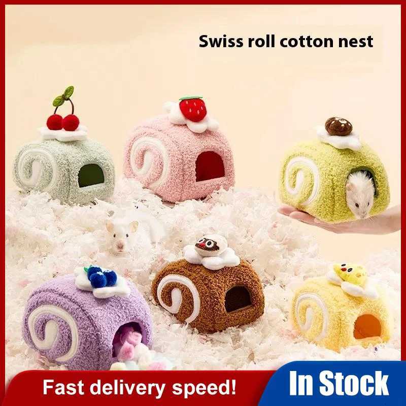 Cute Desserts Cake Plush Hamster House Small Animal Cage Landscaping Supplies Mouse House Small Pet Nest Pet Toy Hiding House M251206