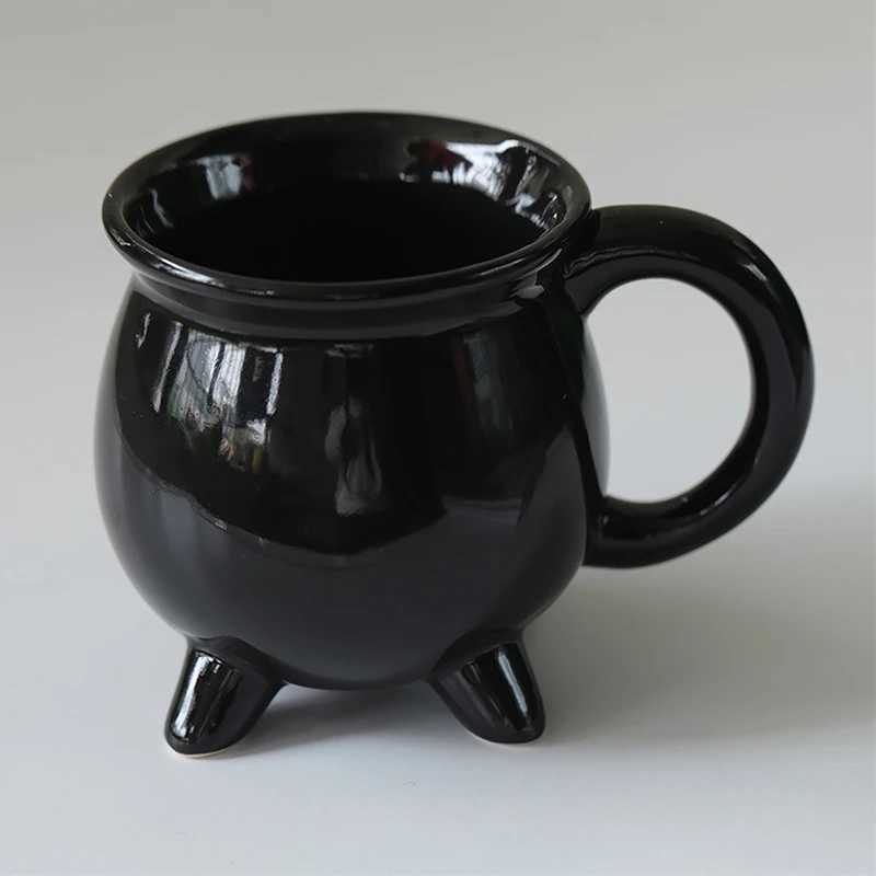 Creative Witches Brew Witch Cauldron Coffee Mug Black Ceramic Coffee Cups Halloween Tabletop Decoration For Halloween M251206 - view 6