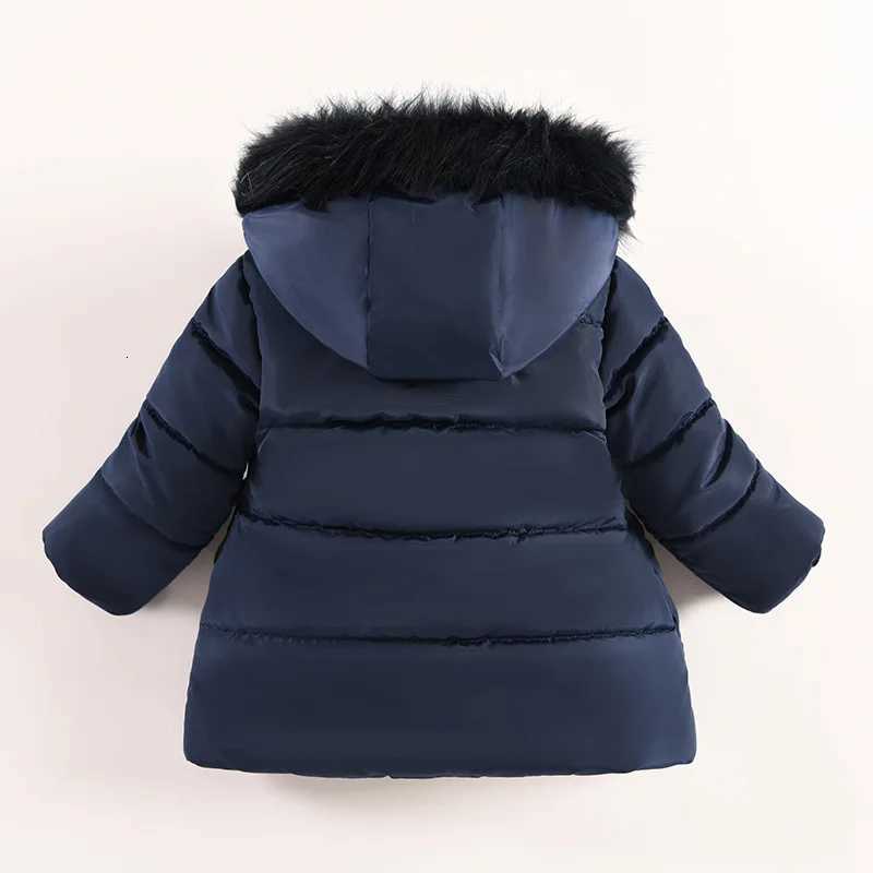Flowers Autumn Winter Girls Jacket Fur Collar Keep Warm Little Princess Coat Hooded Zipper Baby Outerwear 1-5 Years Kids ClothesW251206