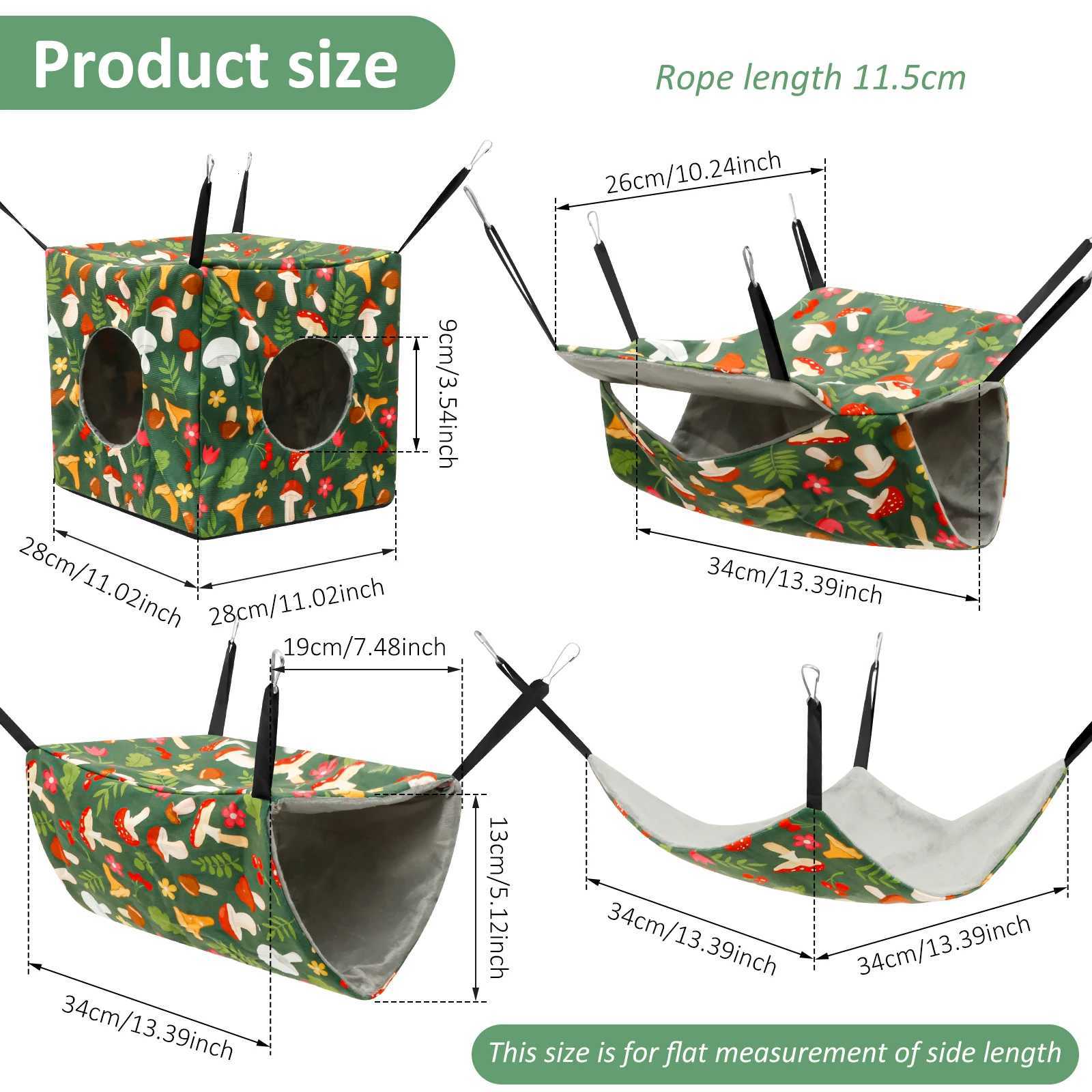 4Pcs Hamster Hammock Set Washable Guinea Pig Hideout Bed Soft Ferret Hanging Nest for Chinchilla Glider Squirrel M251206