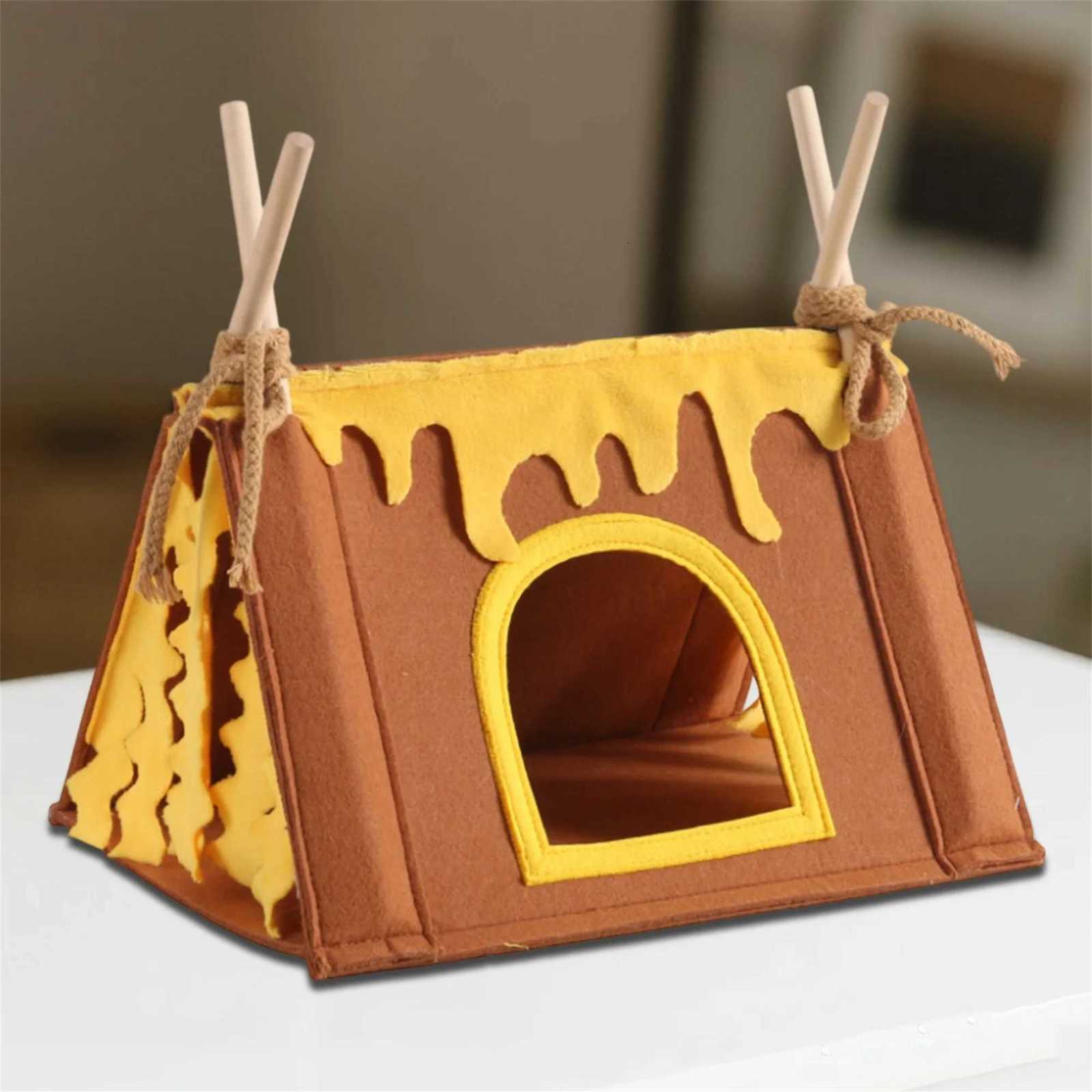 Cozy Wooden Frame Teepee Tent for Small Pets - Adorable Design Perfect Playhouse for Squirrels Hedgehogs Guinea Pigs and M251206