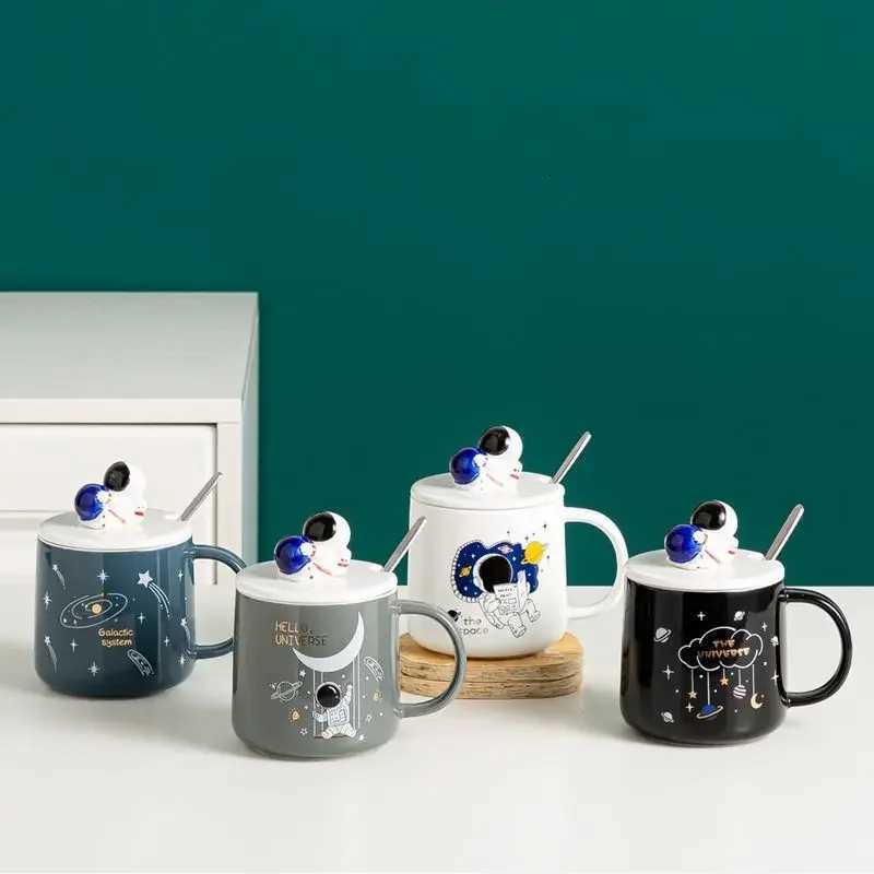 Creative astronaut mug with lid spoon 400ml teacup coffee ceramic mugs office cup office Drinkware couple cup gift M251206 - view 3