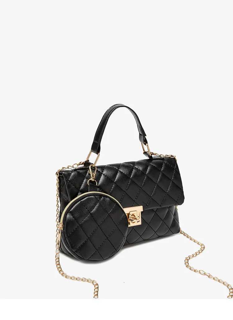 Quilted Shoulder Bag with Mini Round Coin Purse Set Chain Strap Luxury Women Handbag Designer Crossbody Bag for Daily UseT251206