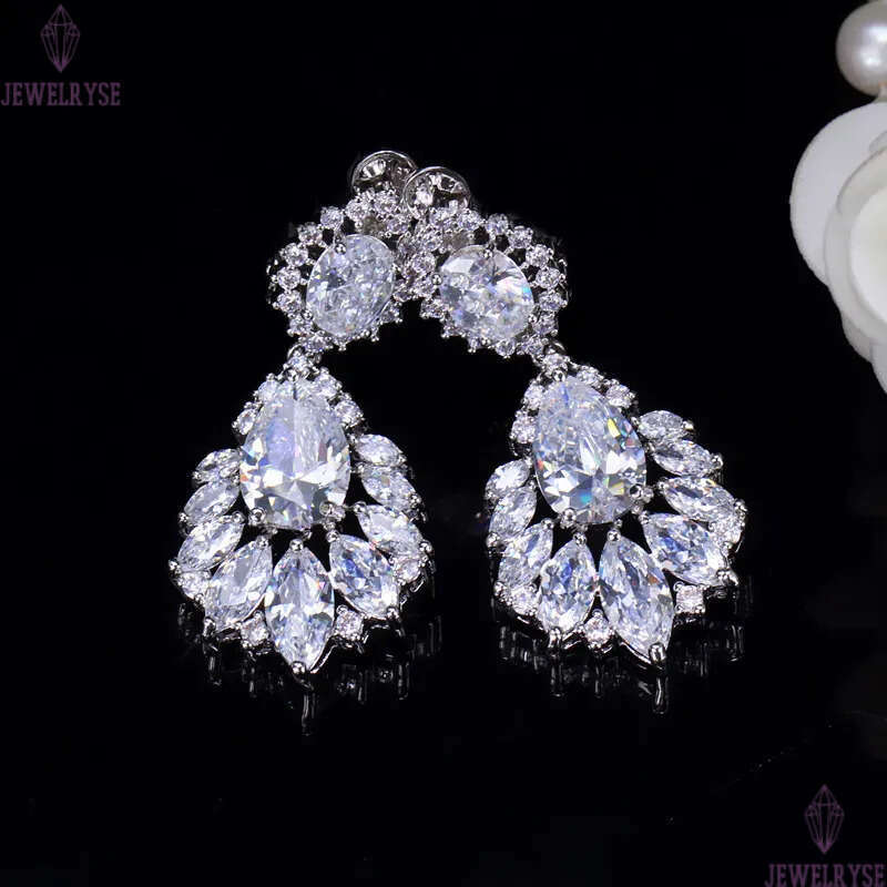 classic diamond clip on screw back earring designer for woman party AAA cubic zirconia silver dangle crystal earrings brides bridesmaid luxury wedding