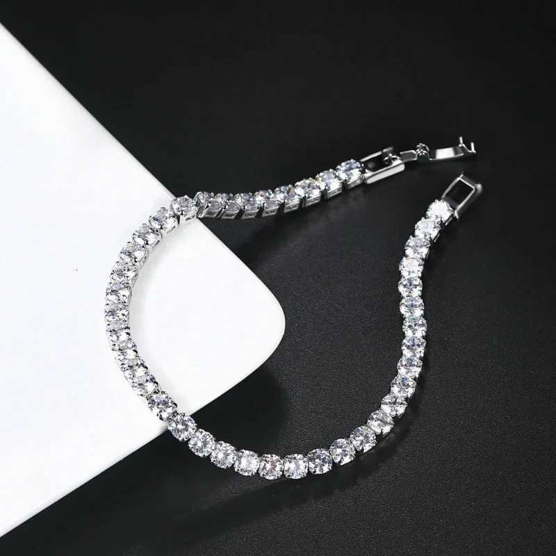 Luxury Hiphop Iced Out 4mm Cubic Zirconia Crystal Tennis Bracelets For Women Men Gold Color Silver Color Bracelet Chain Jewelry W251206