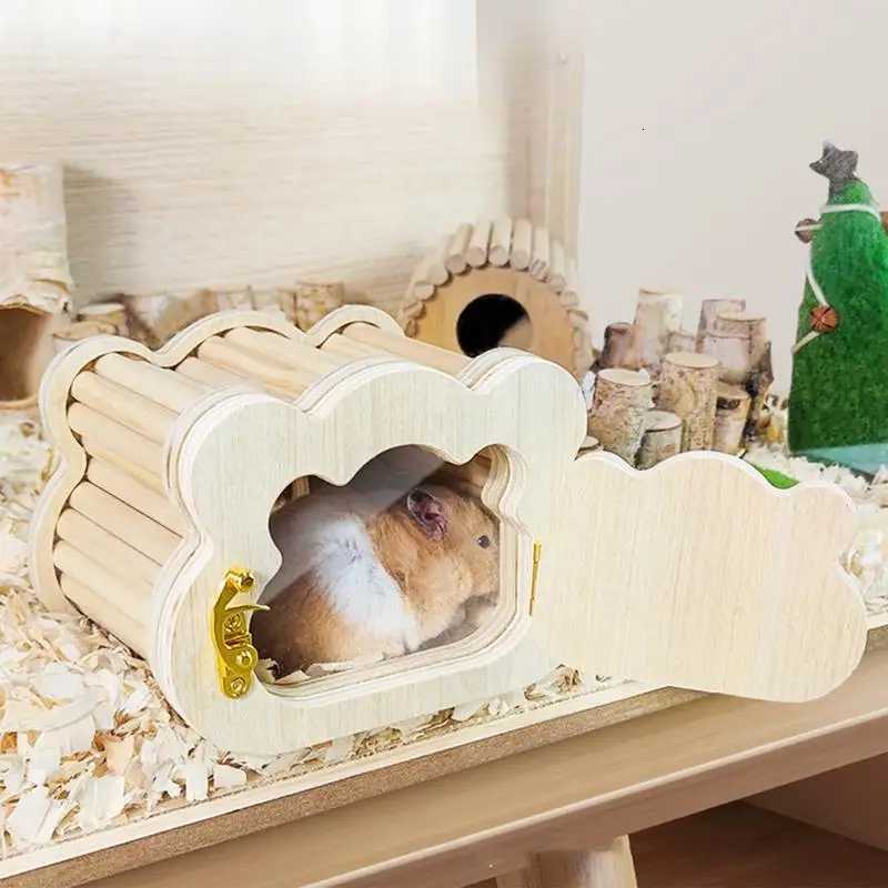 Tiny Hamster Wooden House Cute Cloud Shapes Tiny Hamster Hideout Small Animals Habitat Hut Small Pets Woodland House Habitats M251206