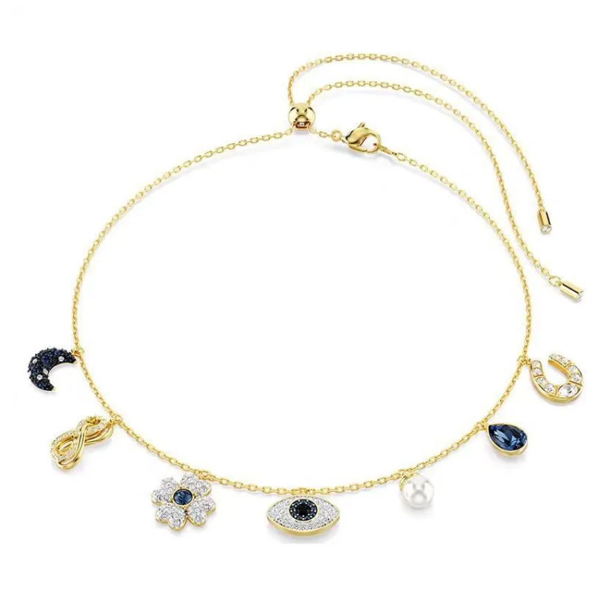 Tarnish Free Evil Gold Blue Eye Love Heart Pendant Necklace Charm 18K Gold Filled Stainless Steel Designer Jewelry Necklaces for Woman Fashion Fine Jewellry good