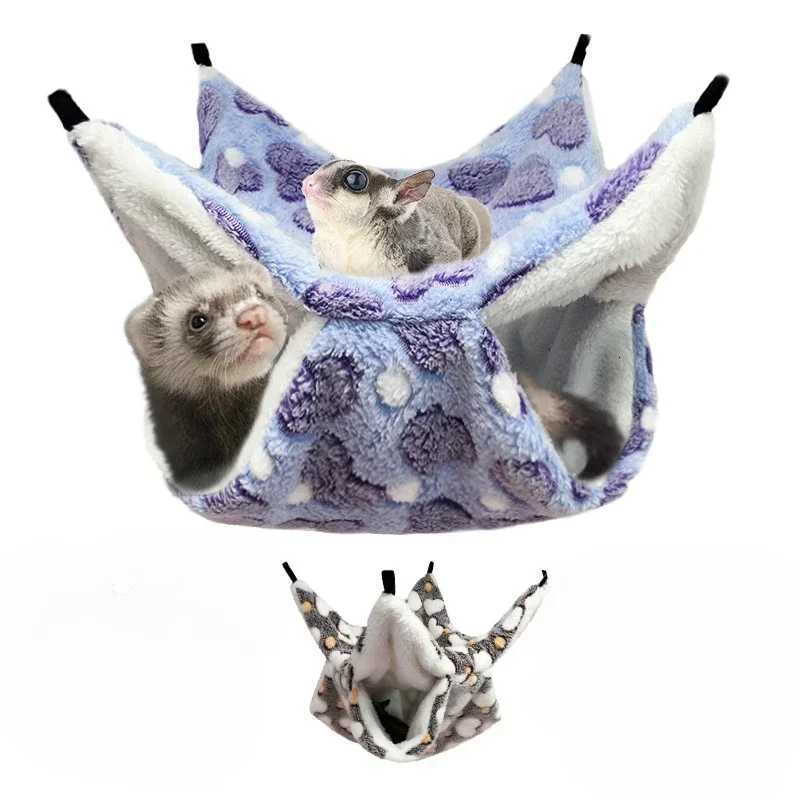 Hammock for Rats Double Thick Plush Winter Warm Bed for Hamster House Nest Sleeping Bag Hanging Tree Bed Guinea Pig Pet Supplies M251206