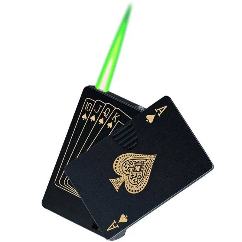 Creative Playing Cards Ace of Spades Lighter Windproof Jet ButaneTorch Lighter Design Fun Toy for Men Smoking Accessories H251206