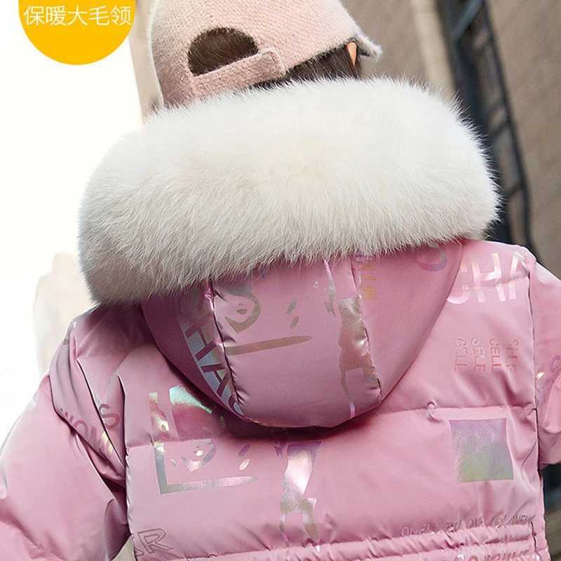 5 to14 Years Girls Down Jacket Winter Keep Warm Long Style Parka Hooded Zipper Fur Collar Girls Outerwear Christmas Kids ClothesW251206