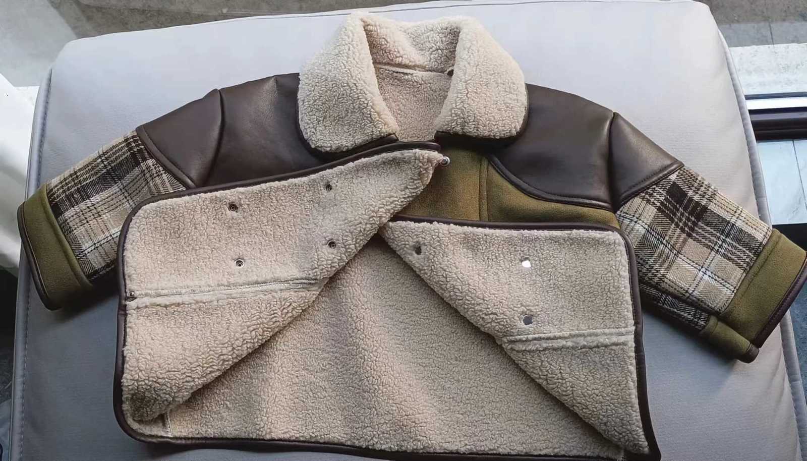 High Quality Kid Boys 2025 New Winter Thick Korean Loose Suede Pu Patchwork Plaid Jacket for Girls Fall Jacket Baby Girl ClothesW251206