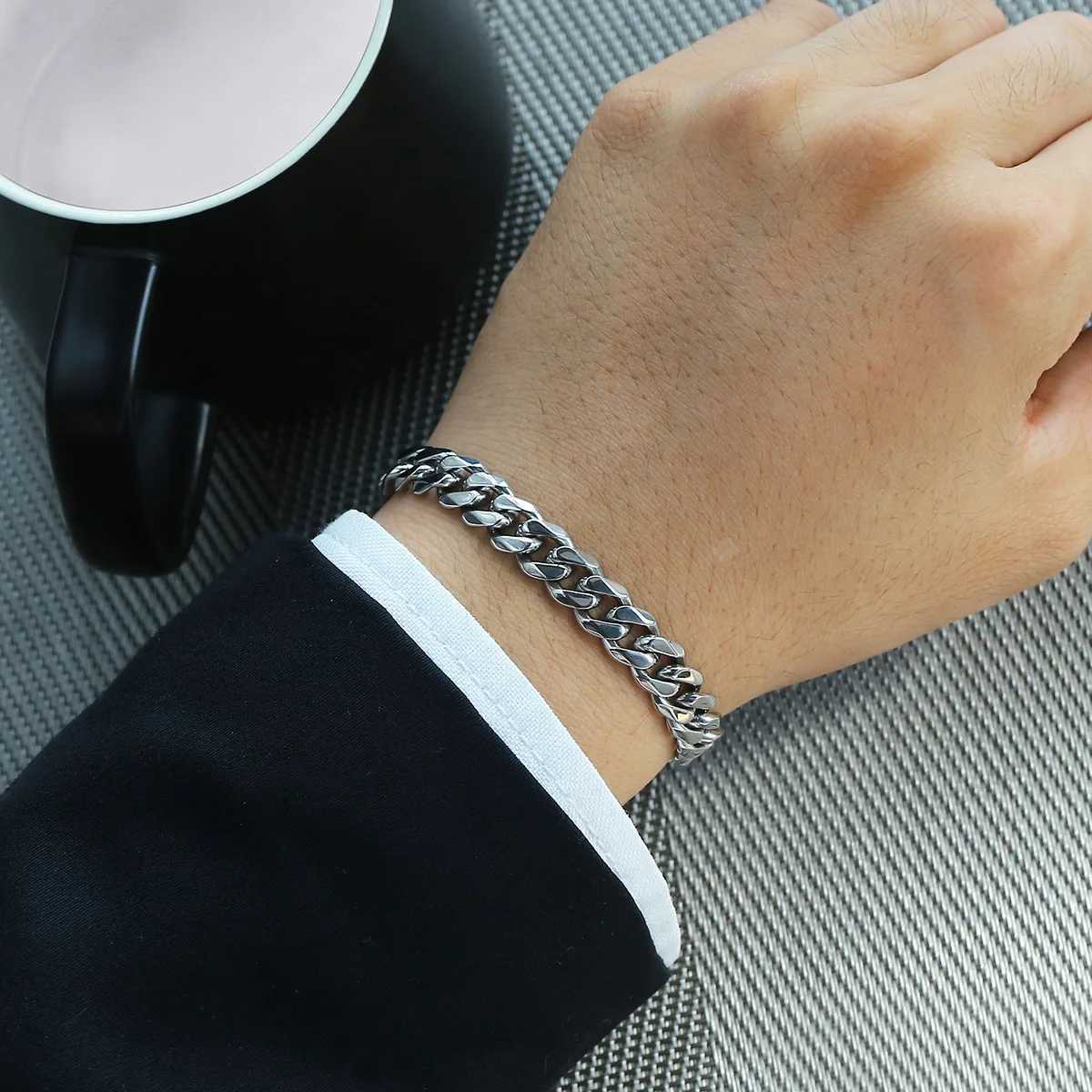 3-11MM Gold Color Stainless Steel Bracelets For Men Women Unisex Curb Cuban Link Chain Simple Wrist Jewelry Gifts W251206
