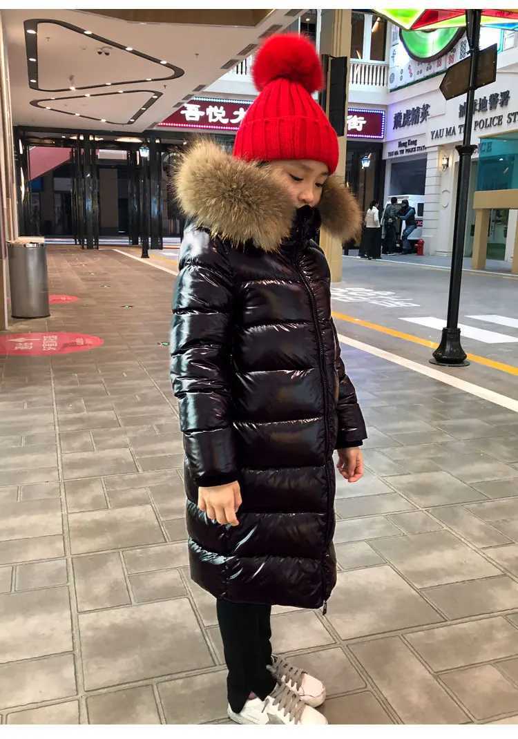 OLEKID -30 Degrees Warm Down Jacket For Girls Fox Fur Kids Girls Winter Jacket 2-12 Years Teenagers Coat Children Boys OuterwearW251206
