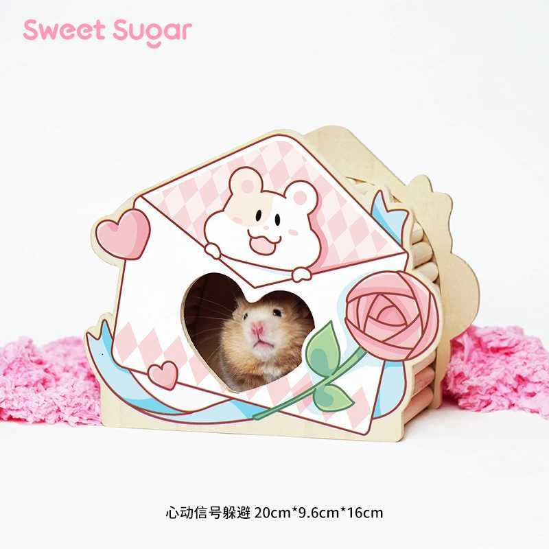 Handmade Painting Wooden Hamsters House Hideout Rat Cage Guinea Pig Bed Small Animals Hide Out Landscaping Pet Accessories M251206