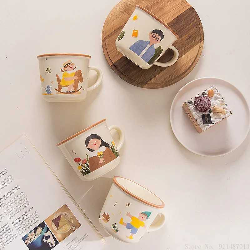 1pc Creative High Beauty Cartoon Ceramic Dad/Mom/Little Boy/Little Girl Cup Household Cute Gift Breakfast Milk Coffee Mug M251206 - view 5