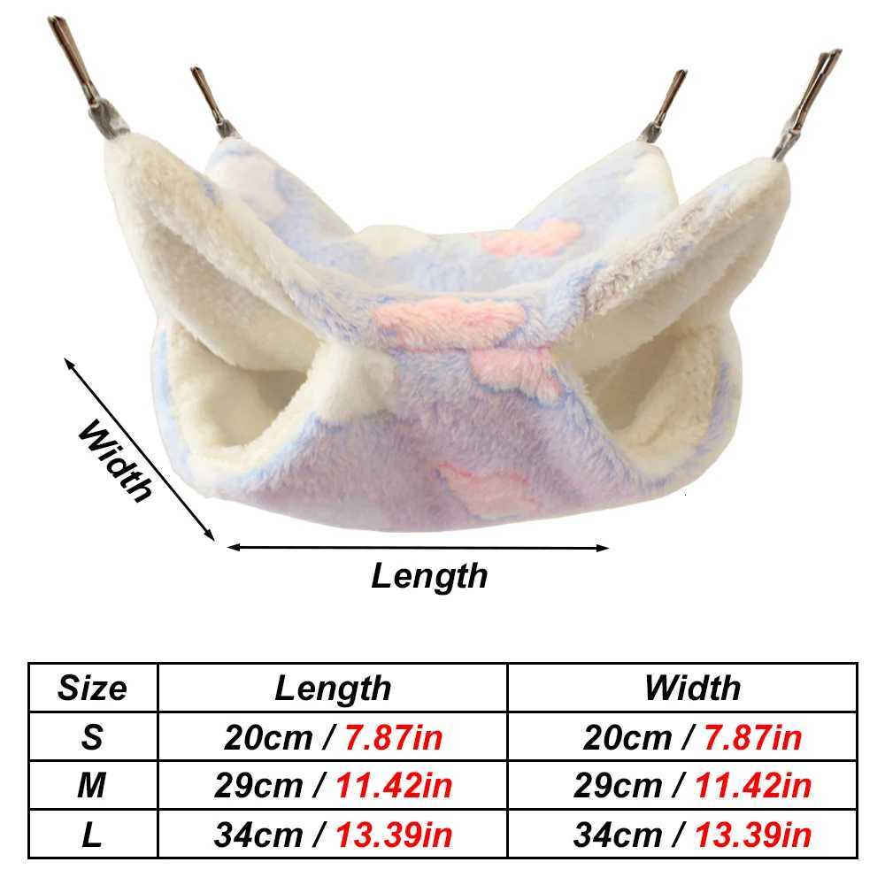 1PC Cozy Hammock Pets Soft Warm Print Sleeping Hanging Bed Nest for Pet Small Animals Mice Hamster Squirrel Plush Cage Accessory M251206