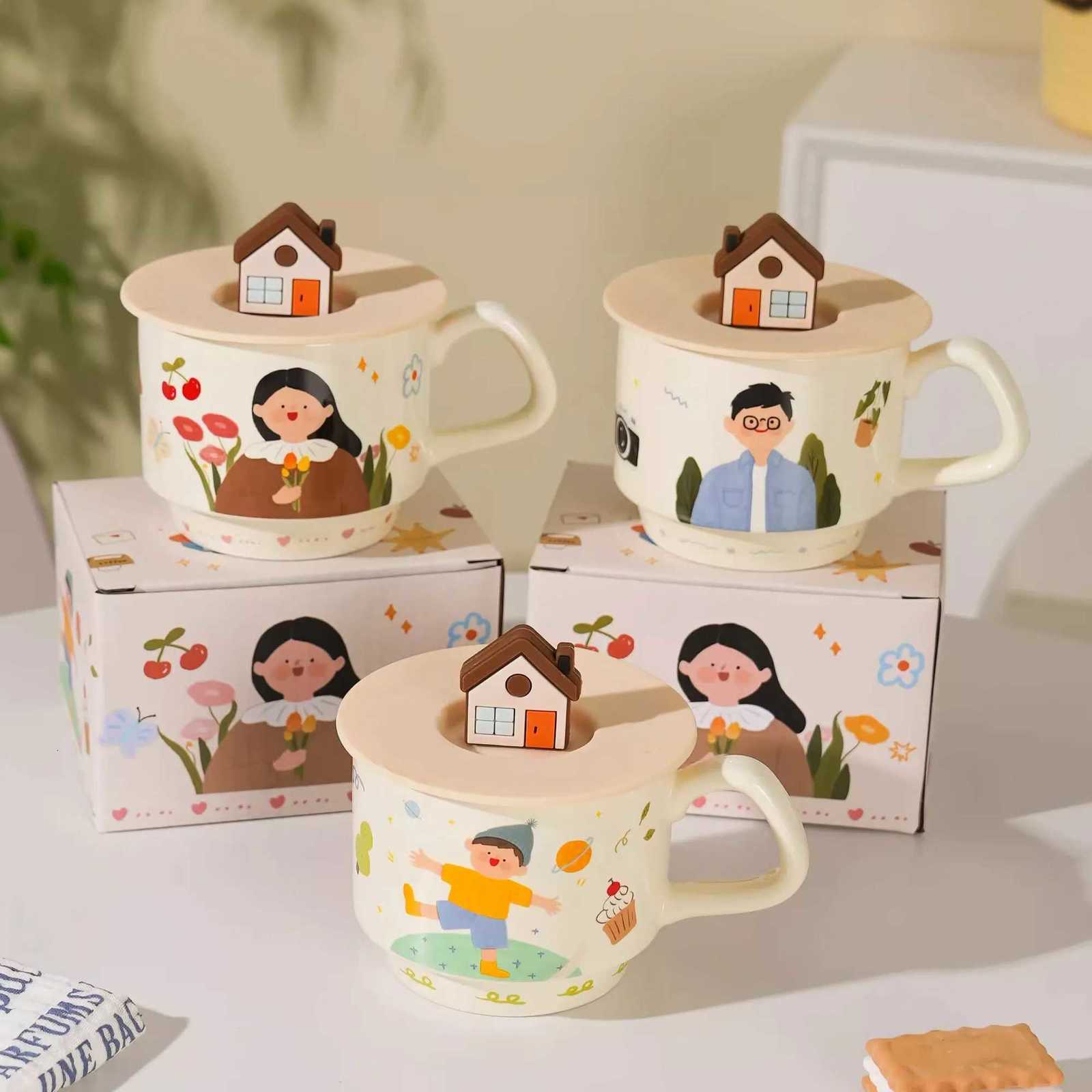 Gift Box Style Cartoon Character Ceramic Mugs New Household 320ml Handle Cups High Temperature Applique Craft High Aesthetic Cup M251206 - view 6