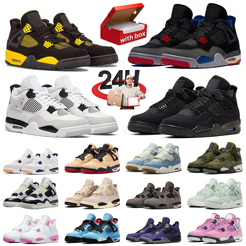 With Box Designer 4s Basketball Shoes jump mans 4 for Mens Trainers Cool Grey cement Fire Red Black Cat metallic Yellow Thunder Platform Sports Sneake
