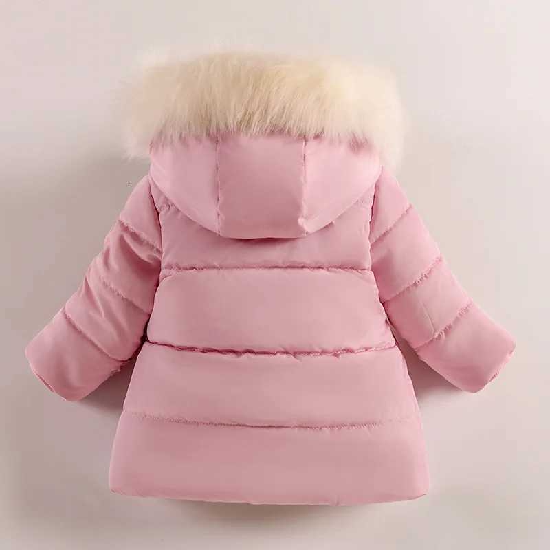 Flowers Autumn Winter Girls Jacket Fur Collar Keep Warm Little Princess Coat Hooded Zipper Baby Outerwear 1-5 Years Kids ClothesW251206