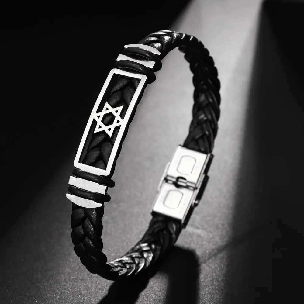 Simple High Quality Handwoven Leather Rope Mens Bracelet Six Stars Mens Fashion Leather Bracelet Holiday Gift Wholesale W251206