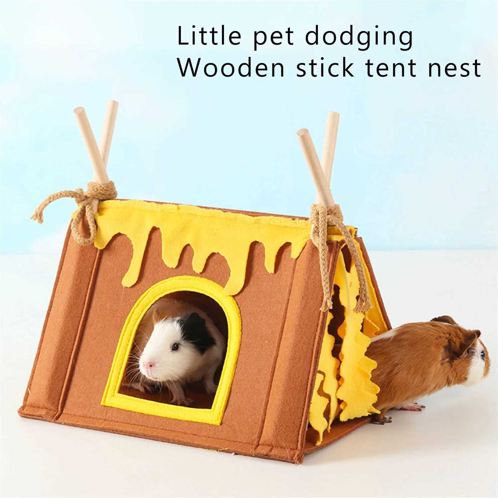 Cozy Wooden Frame Teepee Tent for Small Pets - Adorable Design Perfect Playhouse for Squirrels Hedgehogs Guinea Pigs and M251206