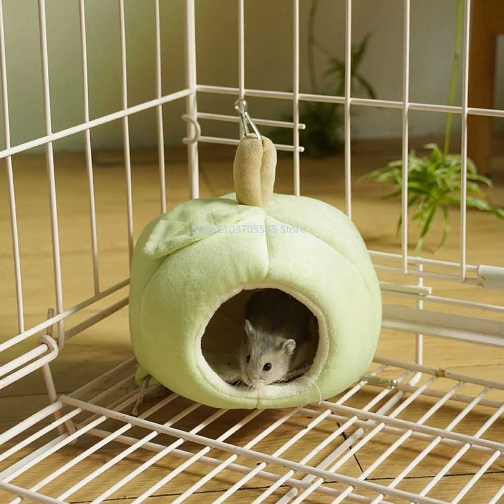 New Hamster Hideout House Cage Apple Shaped Rat Hammock Toy Nest Small Animal Hammock Bedding Winter Warm Cage Small Pet Items M251206