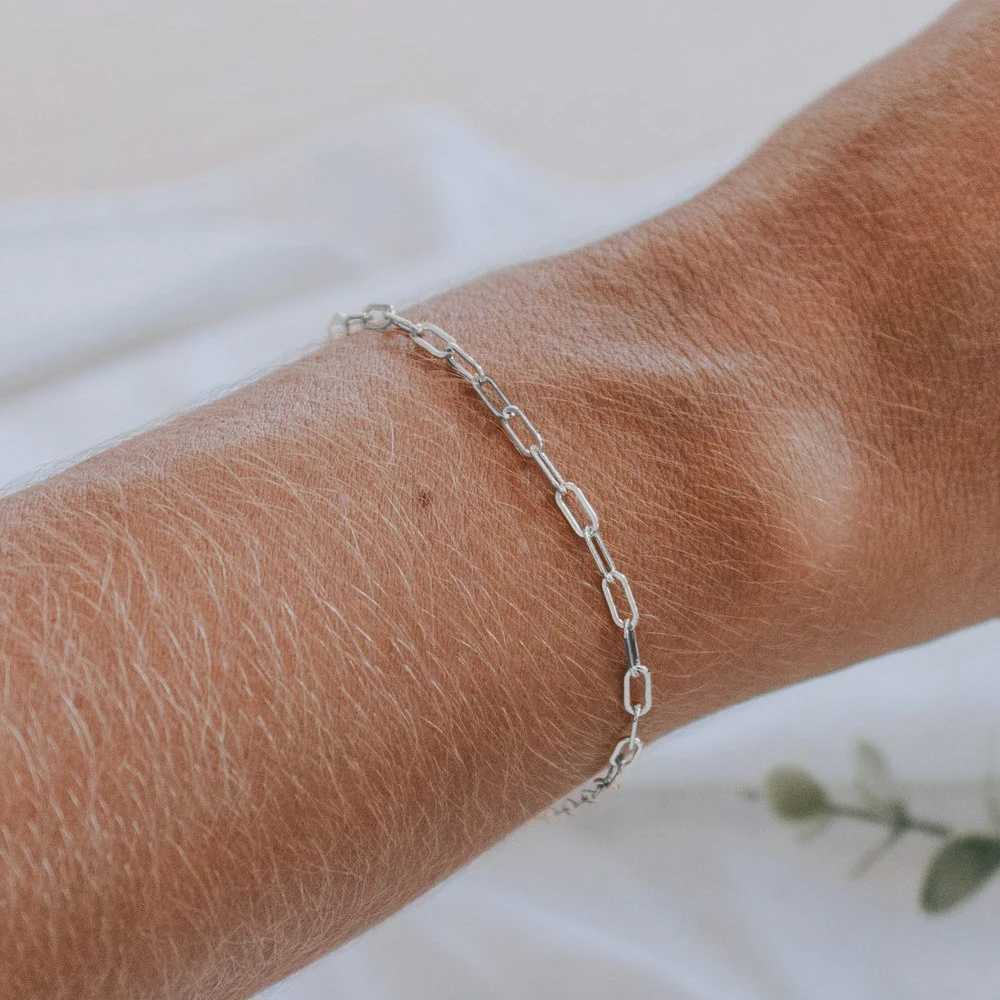 eManco Exquisite Minimalist Link Chain Bracelet Stainless Steel Silver Color Womens Daily Fashion Gatherings Gifting W251206