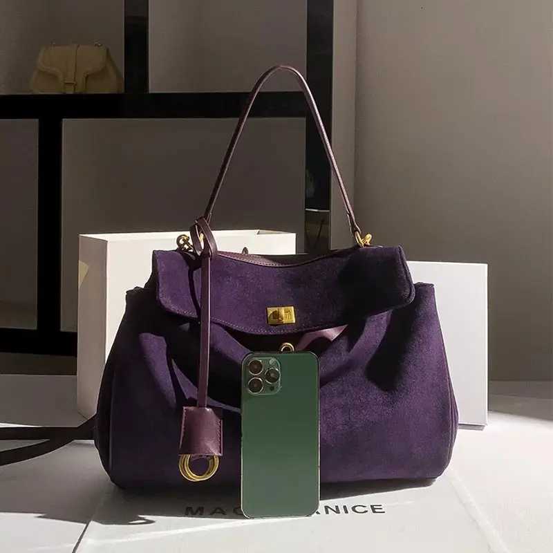 Light Luxury Brand Designer Tote Bags Fashion High-end Shoulder Bags New Purple Suede Crossbody Bags Large-capacity Womens BagsXJ251206