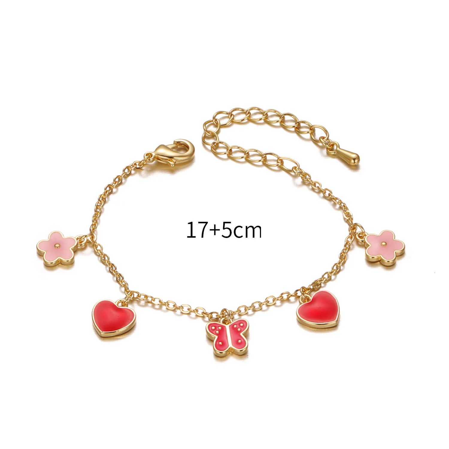 Heart Love Butterfly Chain Adjustable Bracelet Gift Fashion Kids Jewelry Gift for Baby Girl Toddler W251206